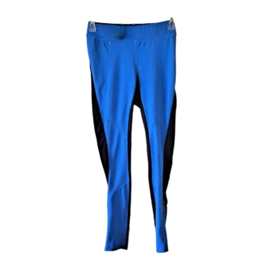 Athleta Vibrant Blue & Navy Mid-rise performance Cycling fitted Leggings - XXS